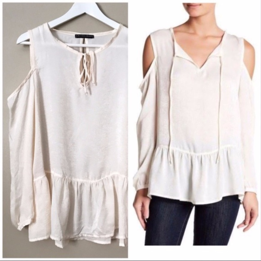 Harlowe & Graham Cold Shoulder Peplum Blouse S